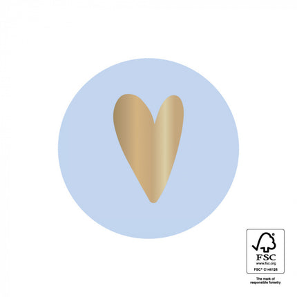 Feestbazaar Cadeausticker Hartje Pastel Lichtblauw/Goud