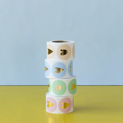 Feestbazaar Cadeausticker Hartje Pastel Lichtblauw/Goud