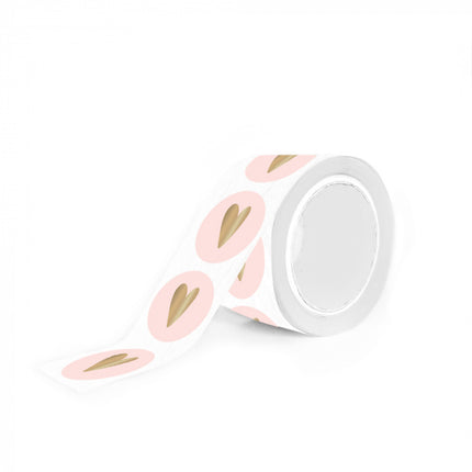 Feestbazaar Cadeausticker Hartje Pastel Roze/Goud