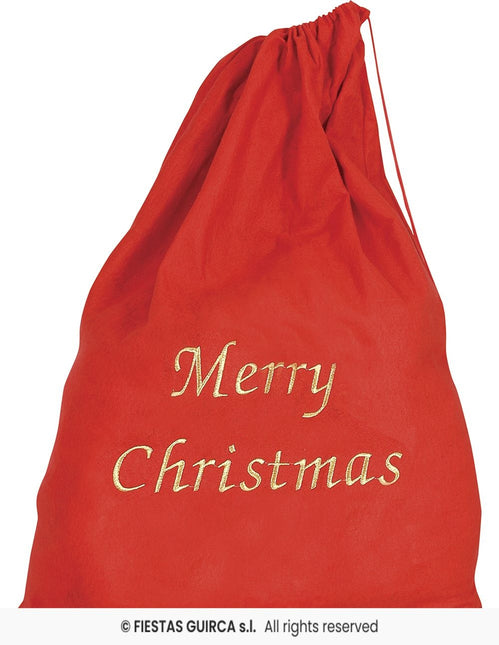 Feestbazaar Cadeauzak Merry Christmas Santa Rood (60x95cm)
