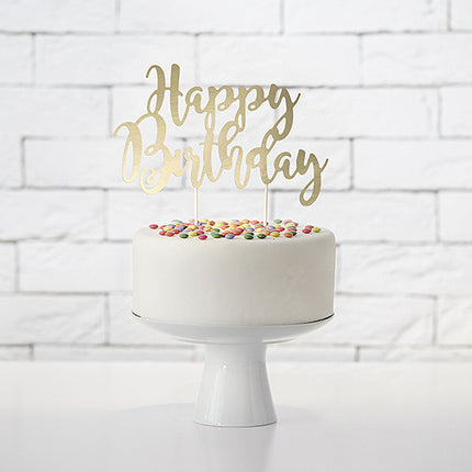 Feestbazaar Cake topper Happy Birthday goud