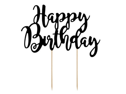 Feestbazaar Cake topper Happy Birthday Zwart