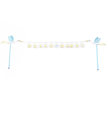 Feestbazaar Cake Topper 'Hello Baby' Blauw