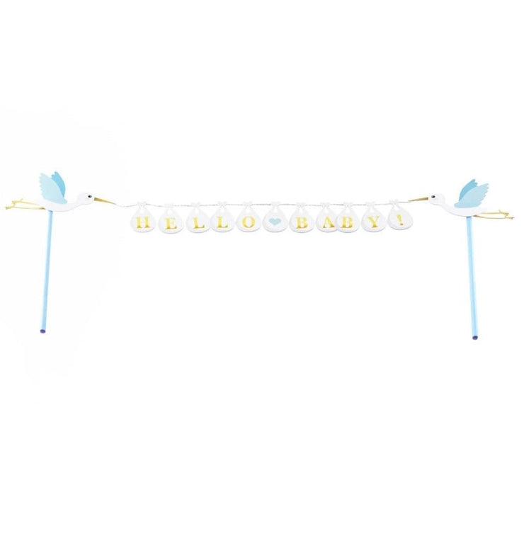 Feestbazaar Cake Topper 'Hello Baby' Blauw