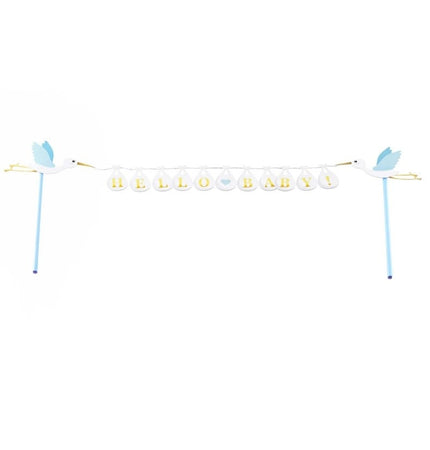 Feestbazaar Cake Topper 'Hello Baby' Blauw