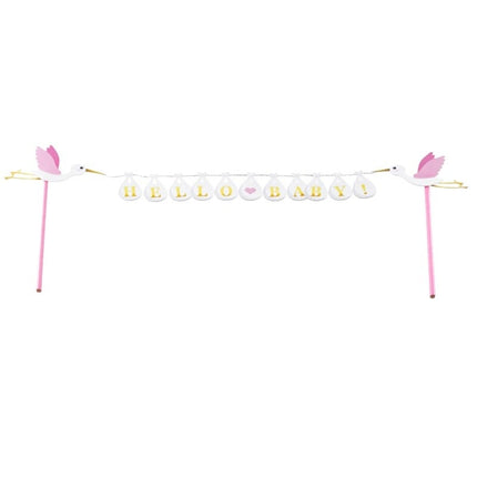 Feestbazaar Cake Topper 'Hello Baby' Roze