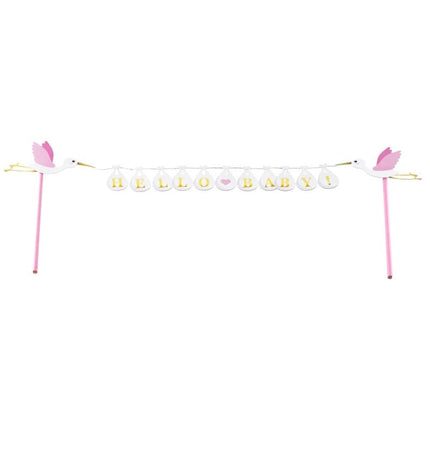 Feestbazaar Cake Topper 'Hello Baby' Roze