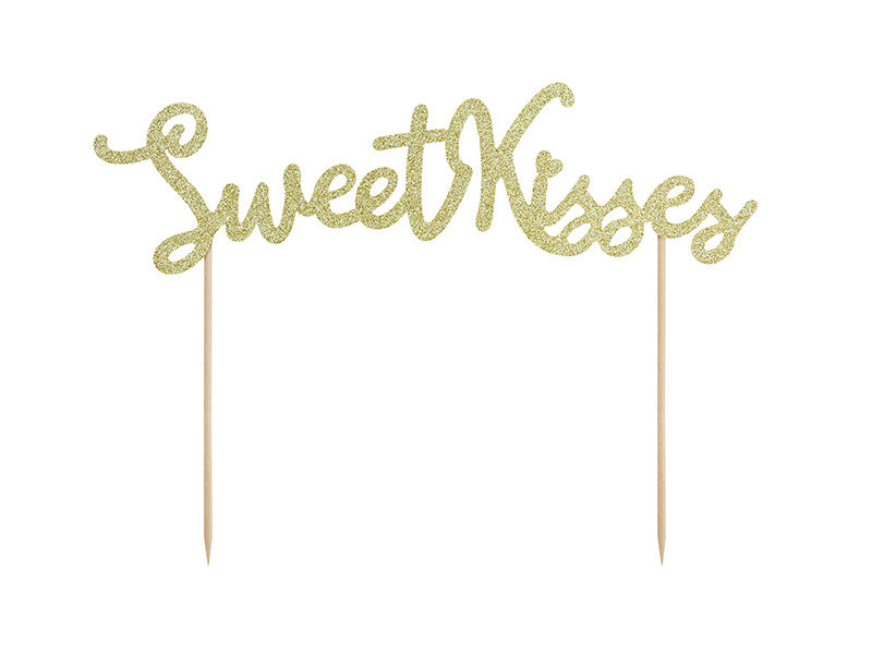 Feestbazaar Cake Topper 'Sweet Kisses' Glitter Goud