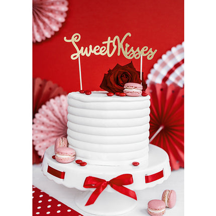 Feestbazaar Cake Topper 'Sweet Kisses' Glitter Goud