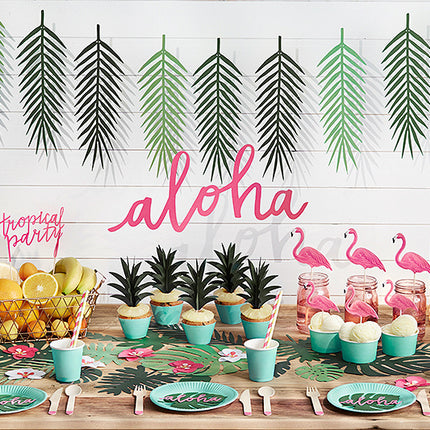 Feestbazaar Cake Topper Tropical Party Roze (24cm)