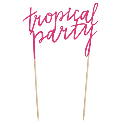 Feestbazaar Cake Topper Tropical Party Roze (24cm)