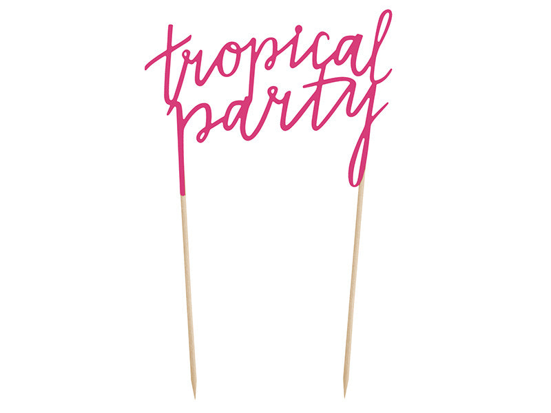 Feestbazaar Cake Topper Tropical Party Roze (24cm)