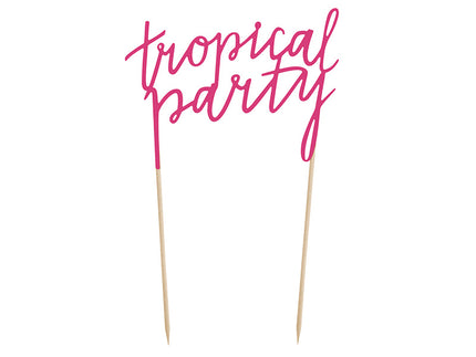 Feestbazaar Cake Topper Tropical Party Roze (24cm)