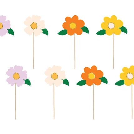 Feestbazaar Cake Toppers Bloemen (8st)