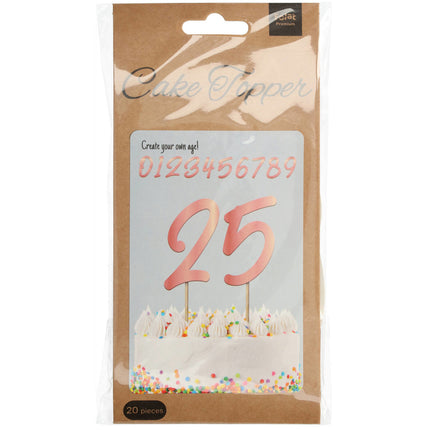 Feestbazaar Cake Toppers Cijfers Roségoud Elegant Blush - 20 stuks