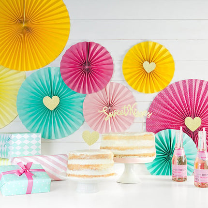 Feestbazaar Cake Toppers Glitter Hartjes Goud - 6 Stuks