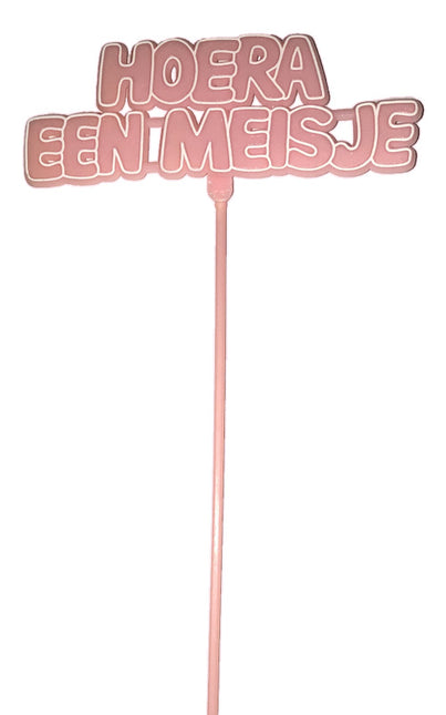Feestbazaar Cake Toppers Hoera een Meisje - 2 Stuks