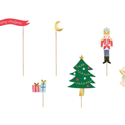 Feestbazaar Cake toppers Kerstmis (6st)