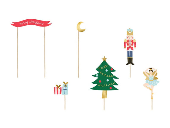 Feestbazaar Cake toppers Kerstmis (6st)
