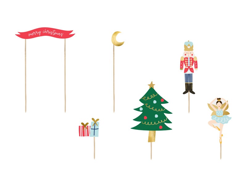 Feestbazaar Cake toppers Kerstmis (6st)