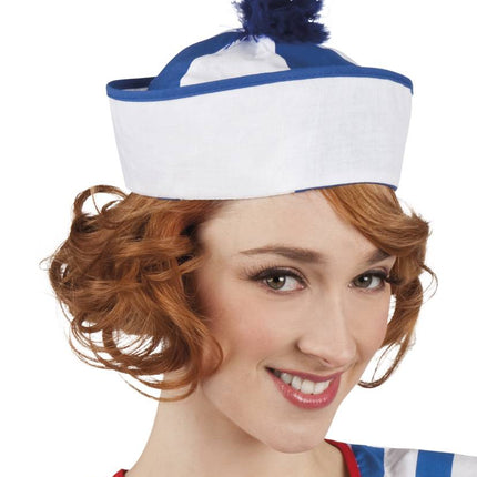 Feestbazaar Cap Matroos blauw/wit