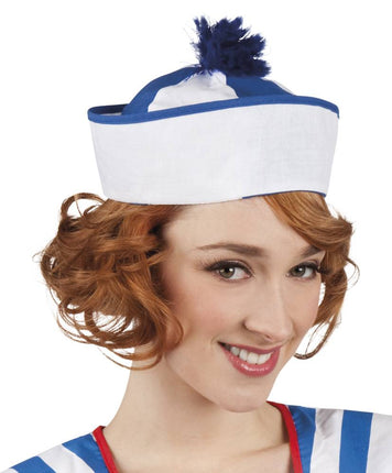 Feestbazaar Cap Matroos blauw/wit