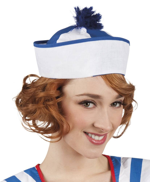 Feestbazaar Cap Matroos blauw/wit