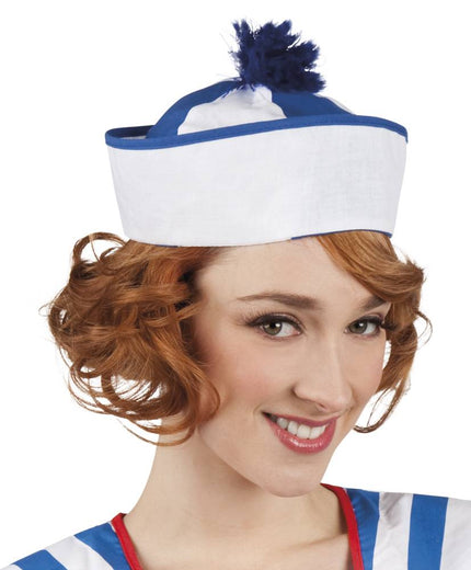 Feestbazaar Cap Matroos blauw/wit
