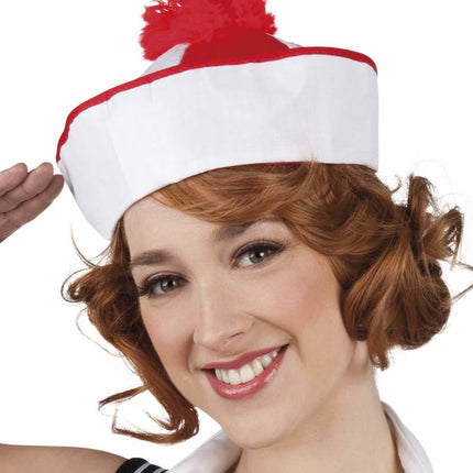Feestbazaar Cap Matroos rood/wit