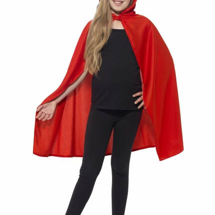 Feestbazaar Cape met capuchon kind rood