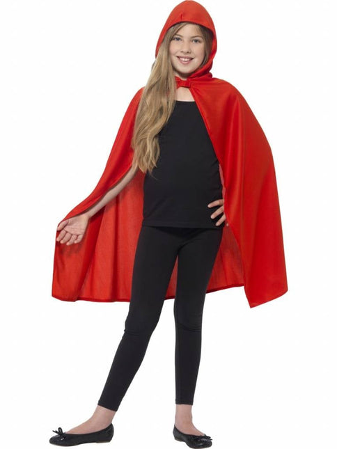 Feestbazaar Cape met capuchon kind rood