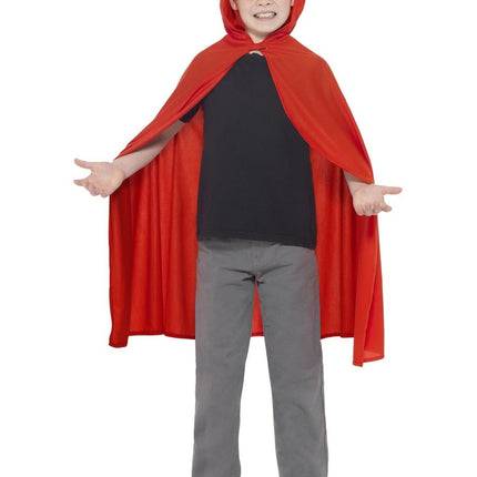 Feestbazaar Cape met capuchon kind rood