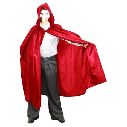 Feestbazaar Cape met capuchon rood