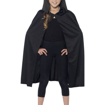Feestbazaar Cape met capuchon zwart kind