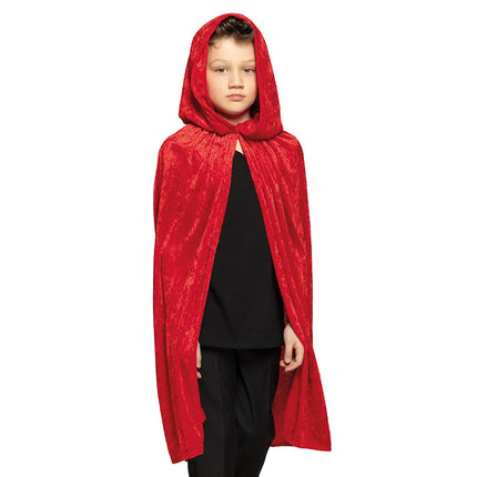 Feestbazaar Cape Velvet Rood Kind (115cm)