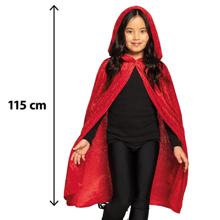 Feestbazaar Cape Velvet Rood Kind (115cm)