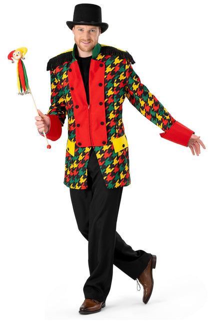 Feestbazaar Carnavalsjas Heren Rood/Geel/Groen Patroon Martijn