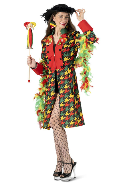 Feestbazaar Carnavalsjas Vrouw Rood/Geel/Groen Patroon Elise
