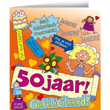 Feestbazaar Cartoon Wenskaart Verjaardag 50 Jaar Sarah