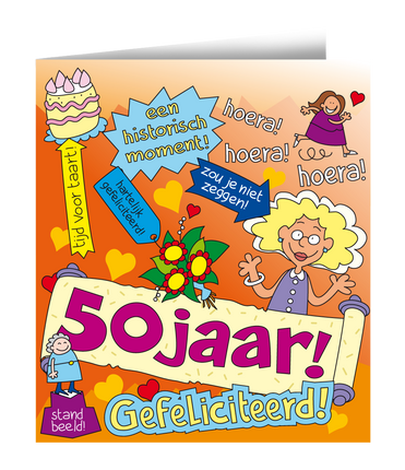 Feestbazaar Cartoon Wenskaart Verjaardag 50 Jaar Sarah