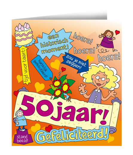 Feestbazaar Cartoon Wenskaart Verjaardag 50 Jaar Sarah
