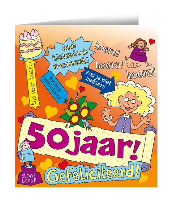 Feestbazaar Cartoon Wenskaart Verjaardag 50 Jaar Sarah