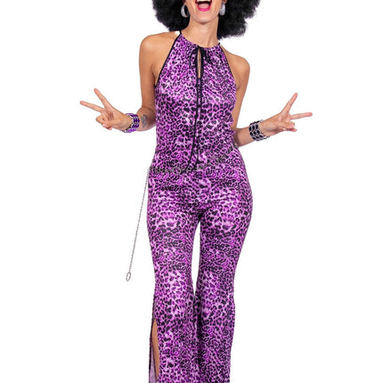 Feestbazaar Catsuit Panter Paars Dames