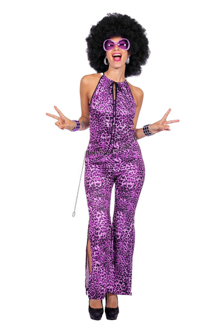 Feestbazaar Catsuit Panter Paars Dames