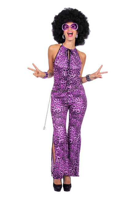 Feestbazaar Catsuit Panter Paars Dames