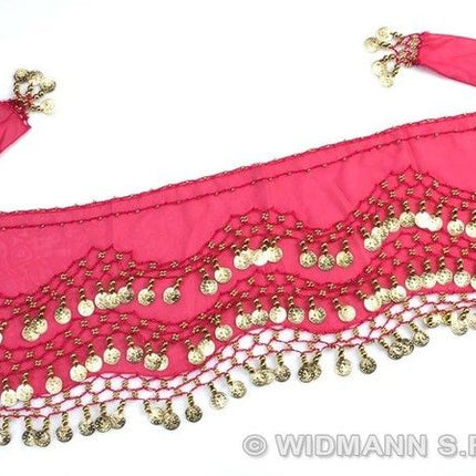 Feestbazaar Ceintuur buikdanseres roze met gouden muntjes