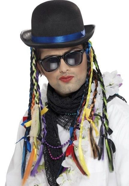 Feestbazaar Chameleon hoed Bowler met vlechten