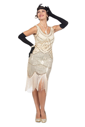 Feestbazaar Charleston 20's Jurk Gebroken Wit Premium