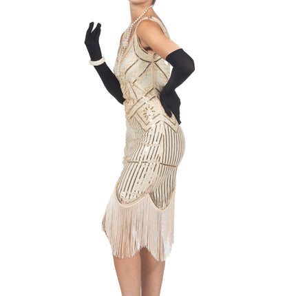 Feestbazaar Charleston 20's Jurk Gebroken Wit Premium