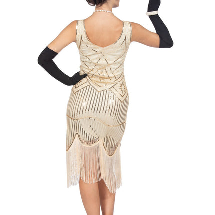 Feestbazaar Charleston 20's Jurk Gebroken Wit Premium
